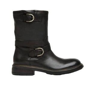 M. GEMI The Motore Pull On Black Leather Mid Calf Boot Size 38